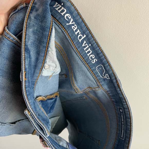 Vineyard Vines Indigo Raw Cuffed Shorts - Moonlight Blue - Size 0 - NWT - Picture 2 of 11